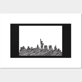 NYC Skyline Scribble Design, Vector, Artwork Posters and Art